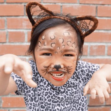 Girl dressed in cat costume for World Book Day
