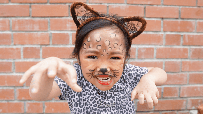 Girl dressed in cat costume for World Book Day