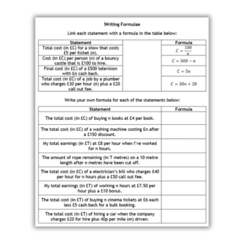 KS3 maths formula sheet