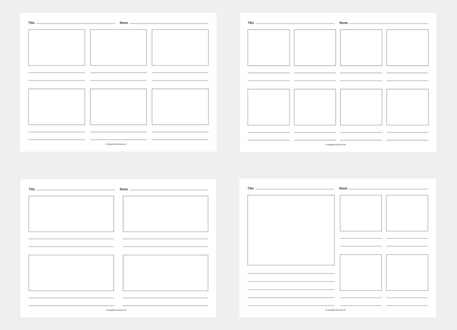 Storyboard template for story writing