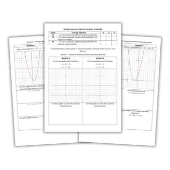 Solving simultaneous equations graphically worksheet