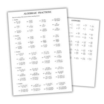 Algebraic fractions worksheet