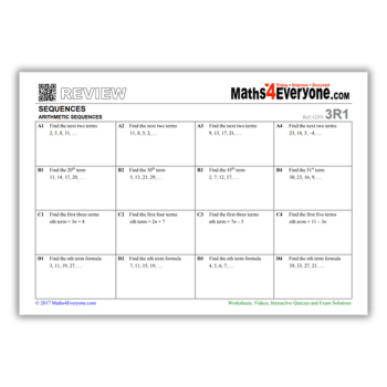 Arithmetic sequence worksheet