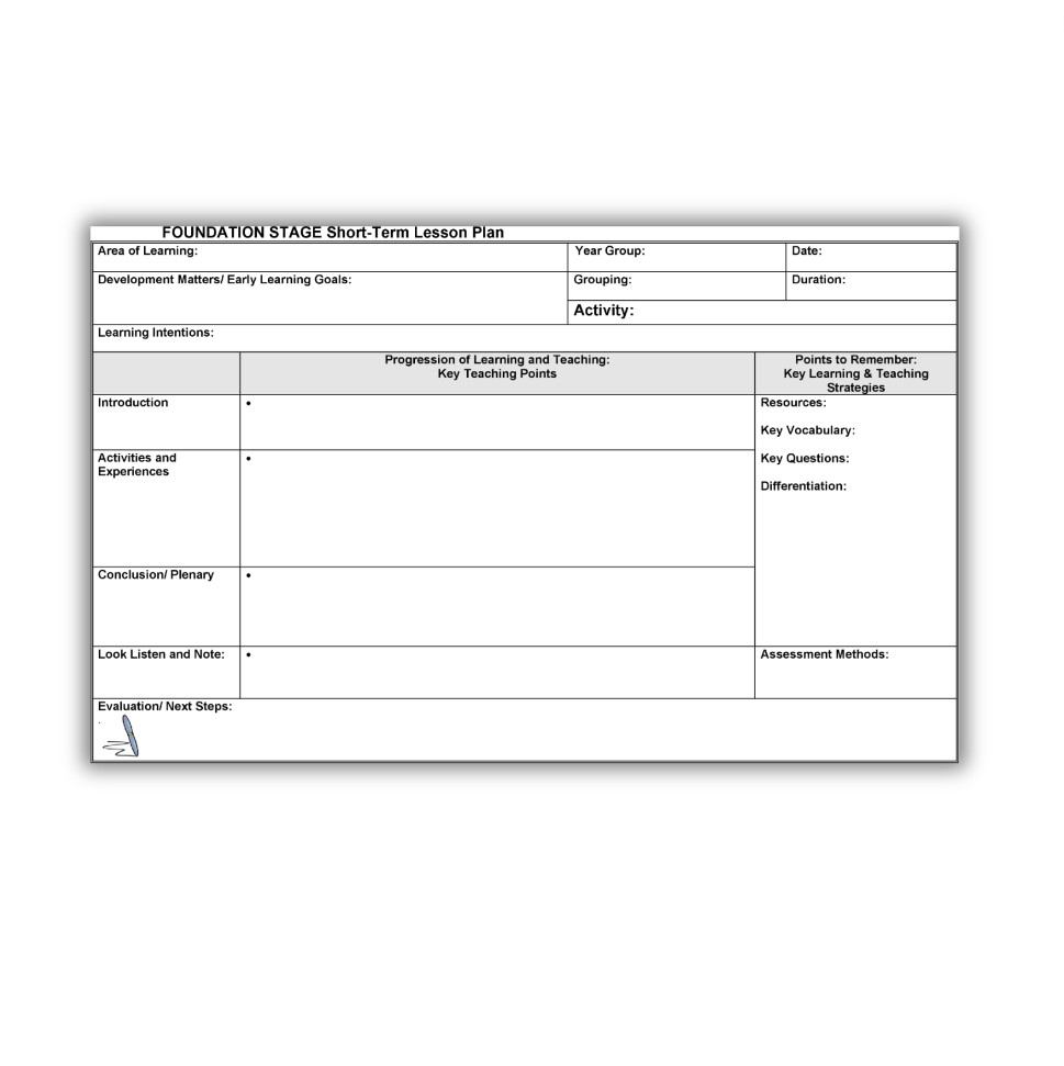 EYFS planning template