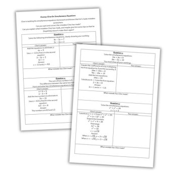 Linear simultaneous equations worksheet