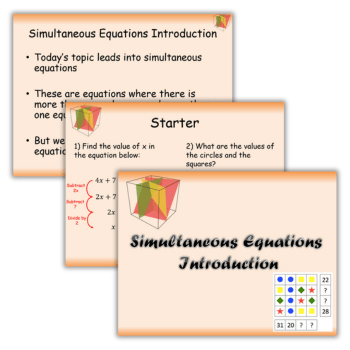 Simultaneous equations questions resources