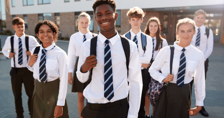 Teenagers in school uniform