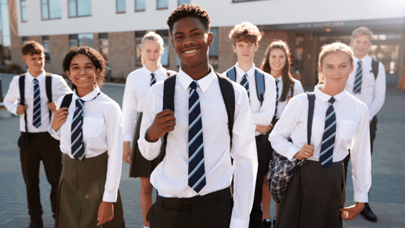 Teenagers in school uniform