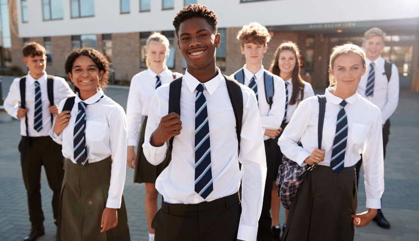 Teenagers in school uniform