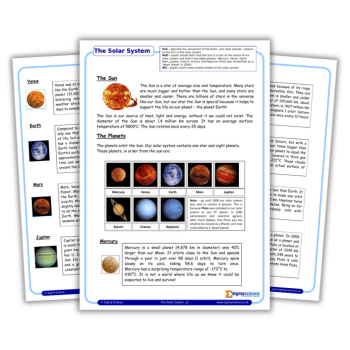 Solar system Year 5 worksheet