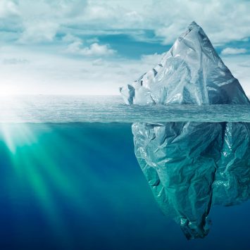 Iceberg seen above and below waves, representing World Ocean Day activities