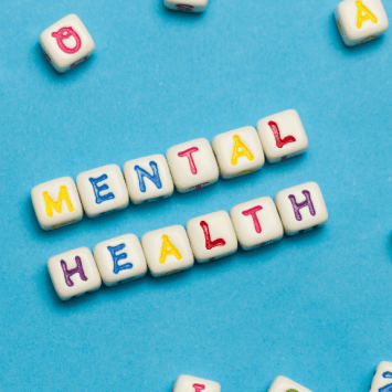 Tiles spelling out Mental Health, representing World Mental Health Day activities