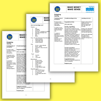 Budgeting worksheets KS3