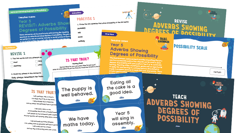 Year 5 adverbs resource pack