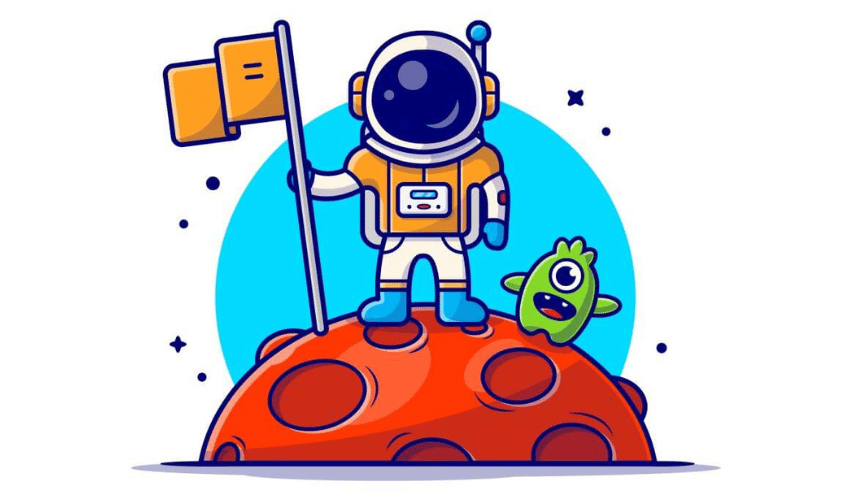 Illustration of astronaut on a planet, representing setting description