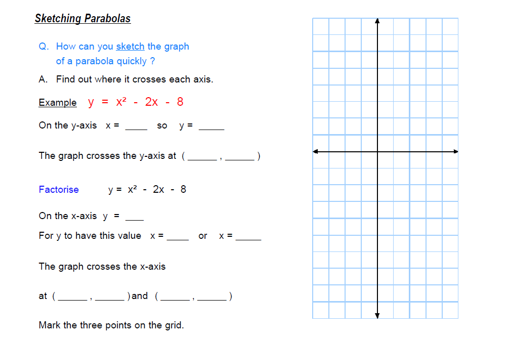 👉 Graphs of Quadratic Equations Worksheet - Twinkl