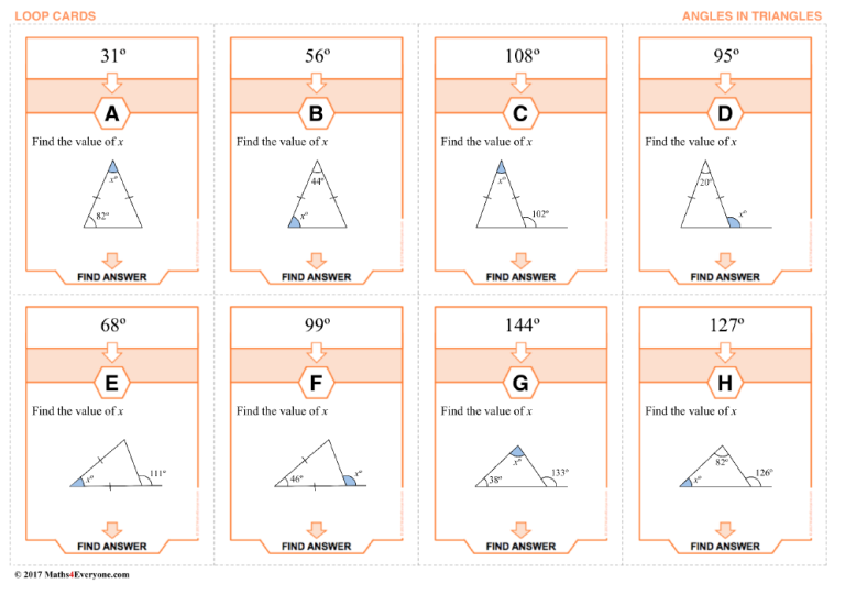 Angles in Triangles Treasure Hunt Activity for KS3 Maths Teachwire