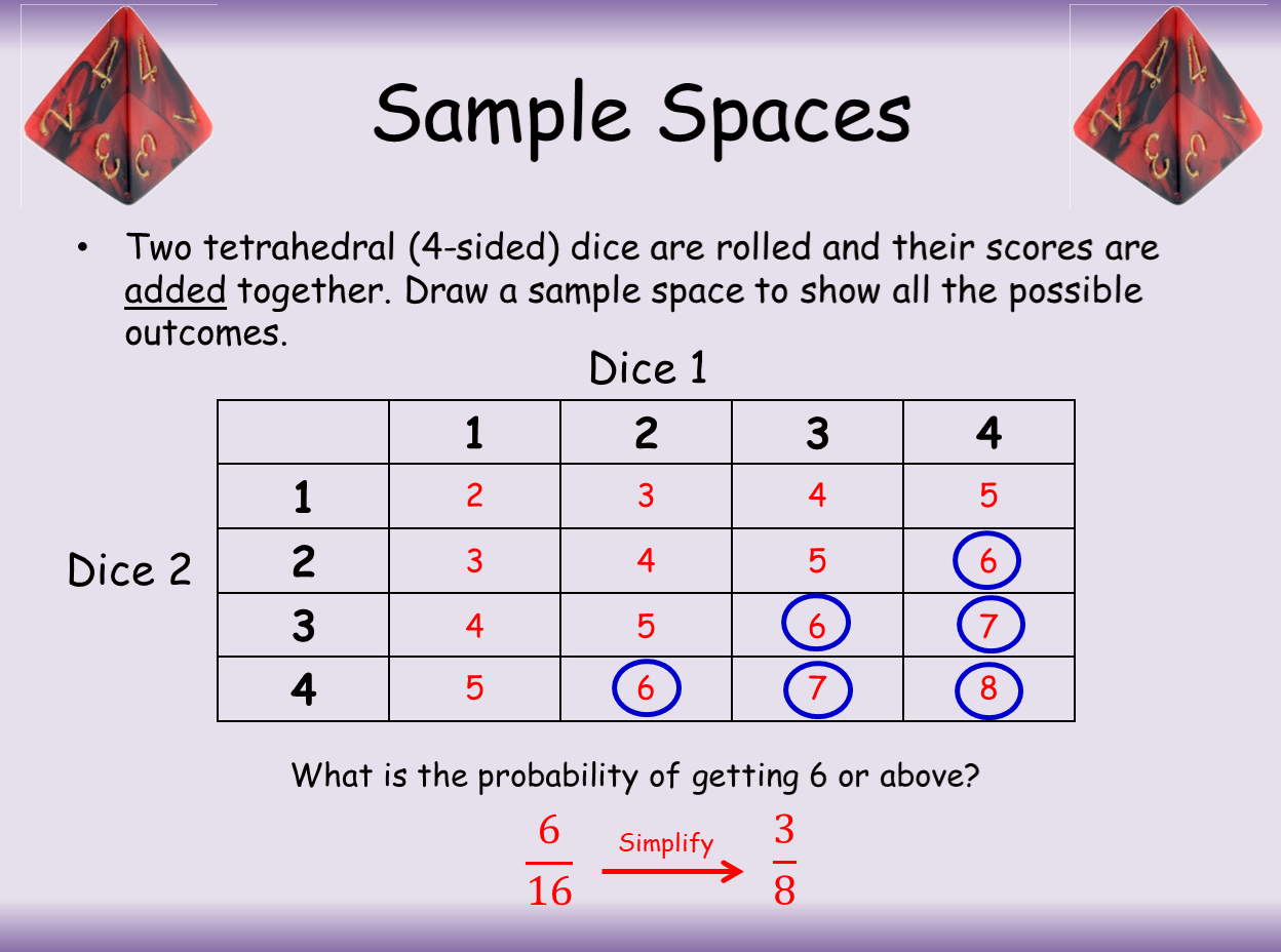 sample space probability homework 2