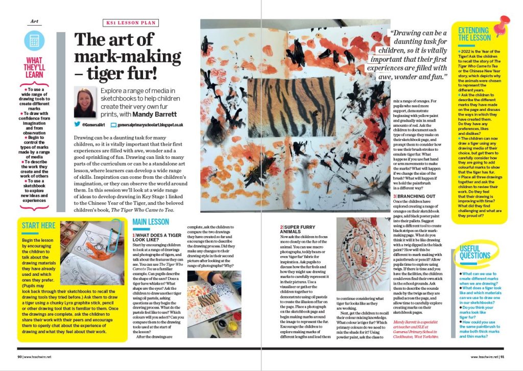 Art lesson KS1 The Tiger Who Came to Tea Teachwire