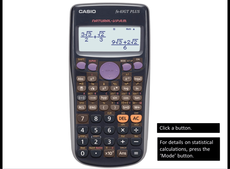 Virtual Casio Calculator Button Explanations for IWB (KS3 Maths