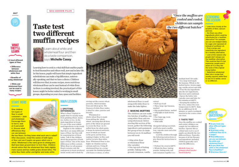 DT projects KS2 Explore the difference between white and wholemeal