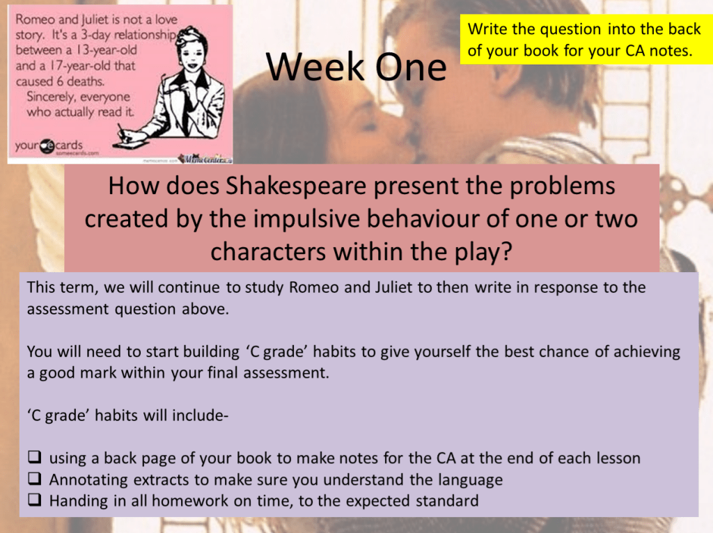 Impulsive Behaviour in William Shakespeare’s Romeo and Juliet for KS4