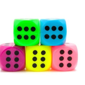 Colourful dice, representing maths games KS1