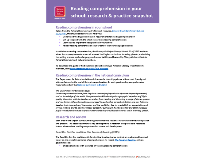 Reading comprehension research overview for teachers