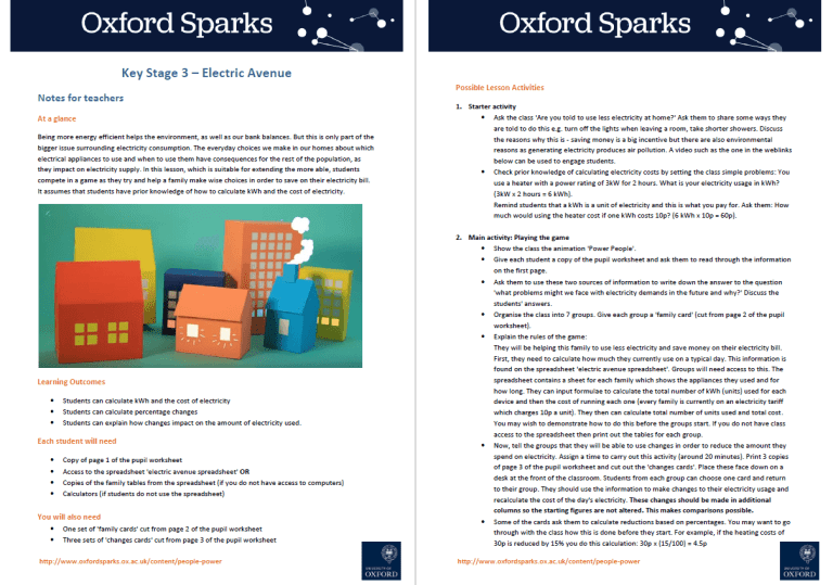 KS3 Science Lesson Electric Avenue Teachwire