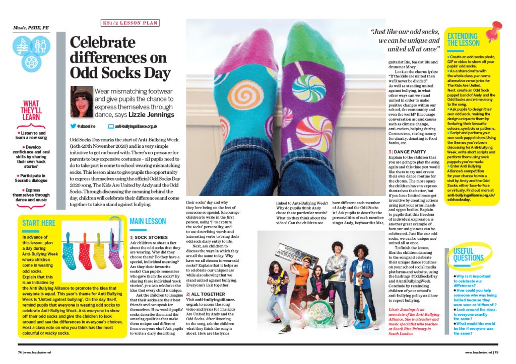 Anti Bullying Week Odd Socks Day lesson plan