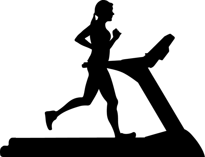 Silhouette of woman on running machine
