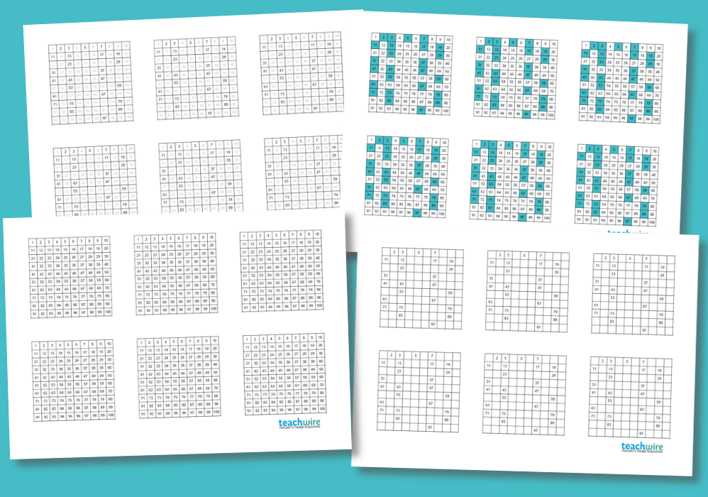 Prime numbers to 100 worksheets