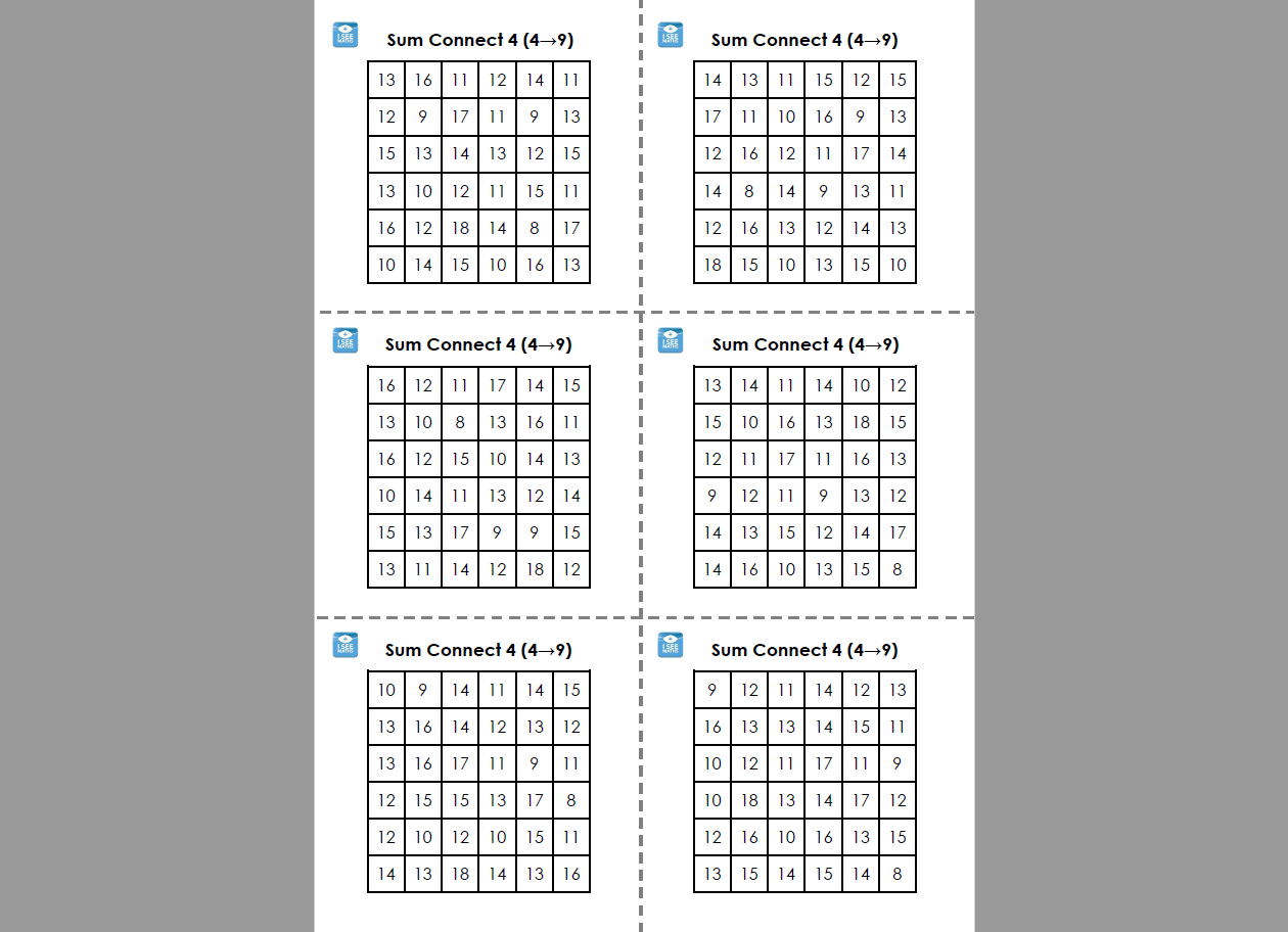 Sum Connect 4 (49 dice) maths game for KS1/2 Teachwire