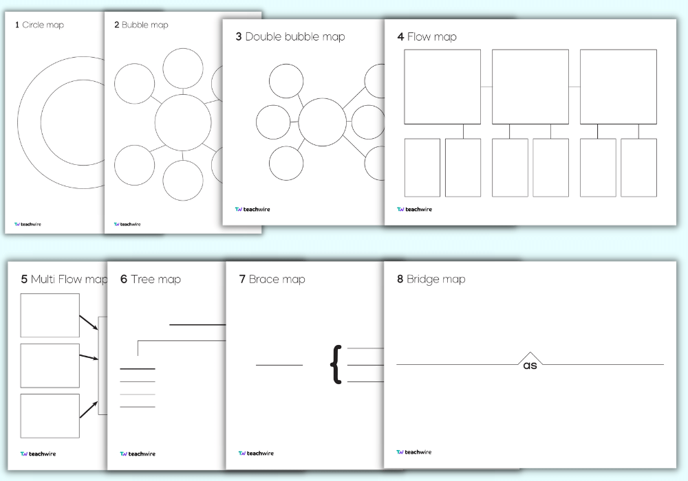 Mind Map Template - Four Ideas - Square