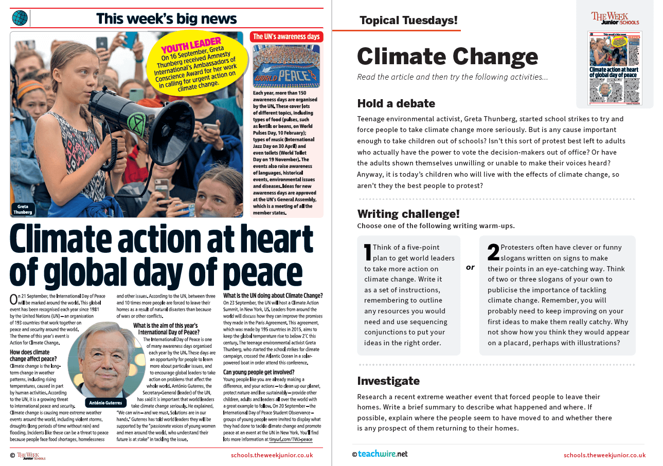 Topical Tuesdays from The Week Junior Greta Thunberg and Climate