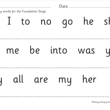 Reception tricky words worksheet