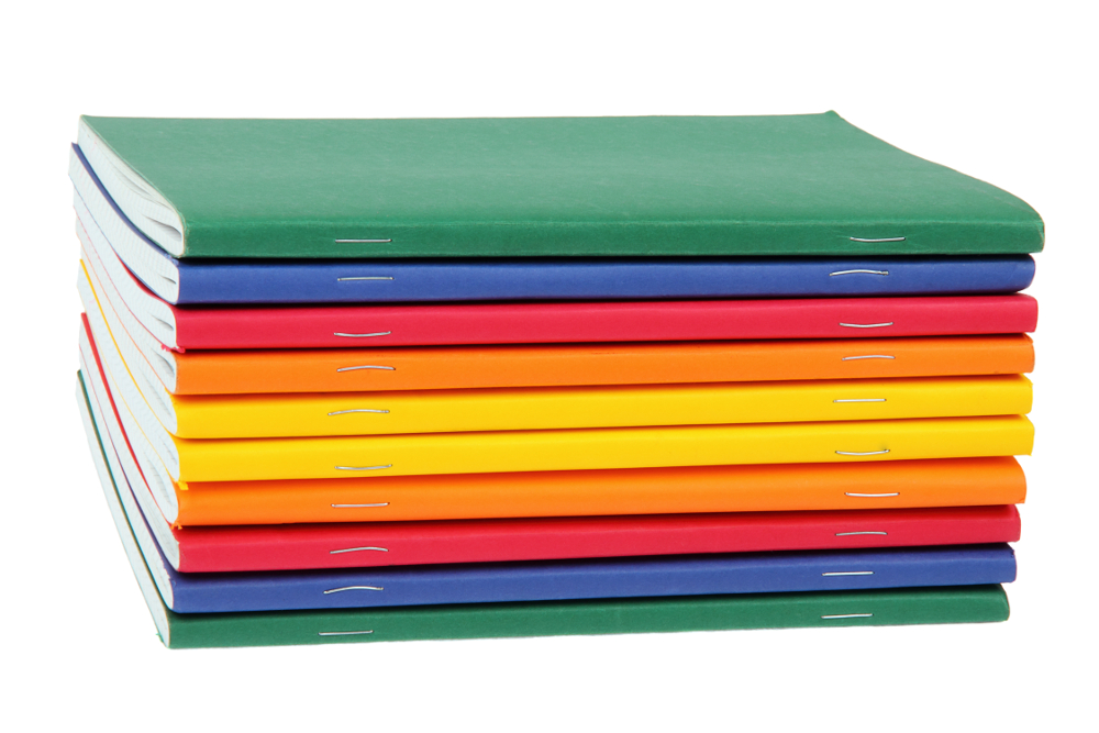 Pile of school exercise books