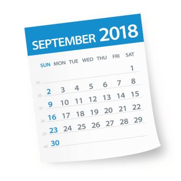 September 2018 calendar page