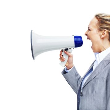 Teacher shouts through megaphone