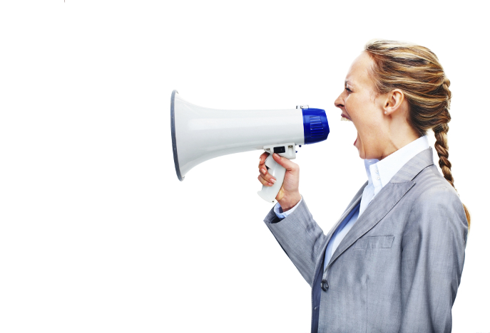 Teacher shouts through megaphone