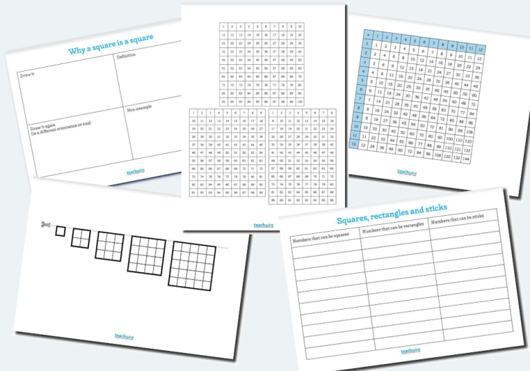 Square numbers worksheet KS2 activity resources Teachwire