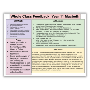 Whole class feedback example