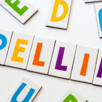 Spelling tiles, representing tricky words
