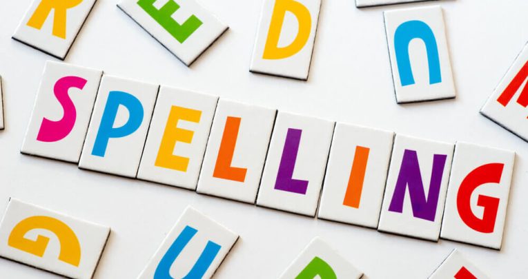 Spelling tiles, representing tricky words