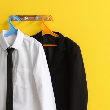 School shirt and blazer hanging up, representing non uniform day