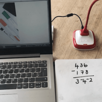 Maths teacher using HUE HD Pro visualiser