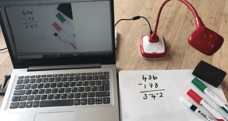 Maths teacher using HUE HD Pro visualiser