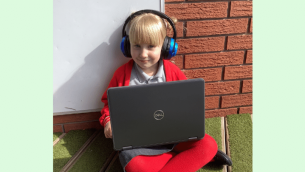 School pupil using Maths-Whizz on laptop