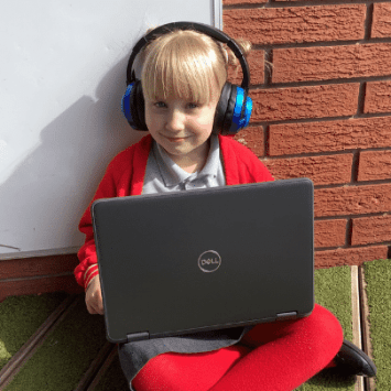 School pupil using Maths-Whizz on laptop