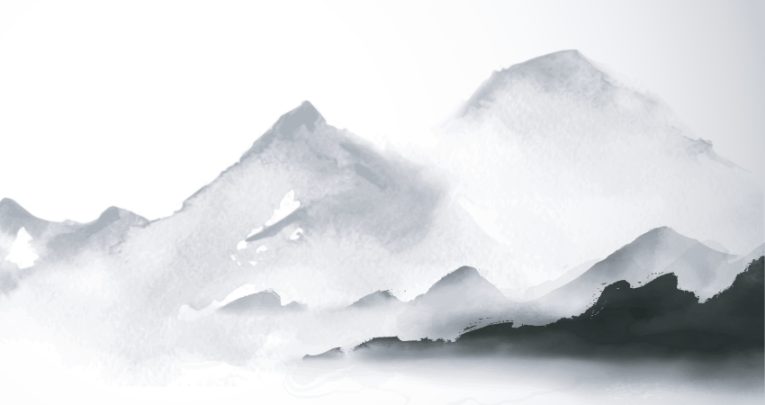 illustrated landscape showing mountains